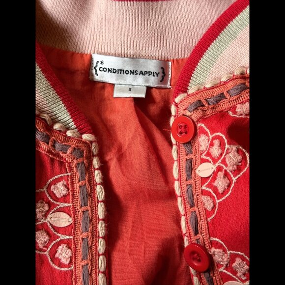 Conditions Apply Jacket Small Womens Red Woven Button Cotton Yarn - Picture 6 of 8